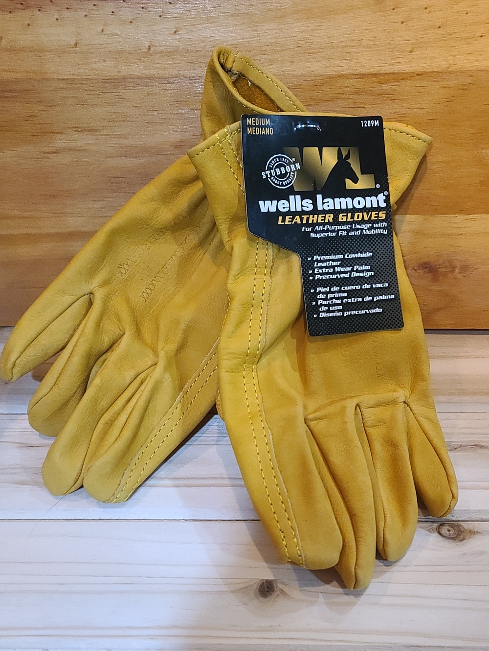 Wells Lamont Men's Yellow Leather Work Gloves - Durable All-Purpose NWT Medium